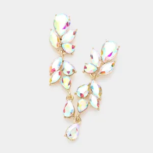 AB Teardrop and Marquise Cluster Dangle Earrings on Gold | Pageant Jewelry | Prom Jewelry |  615622