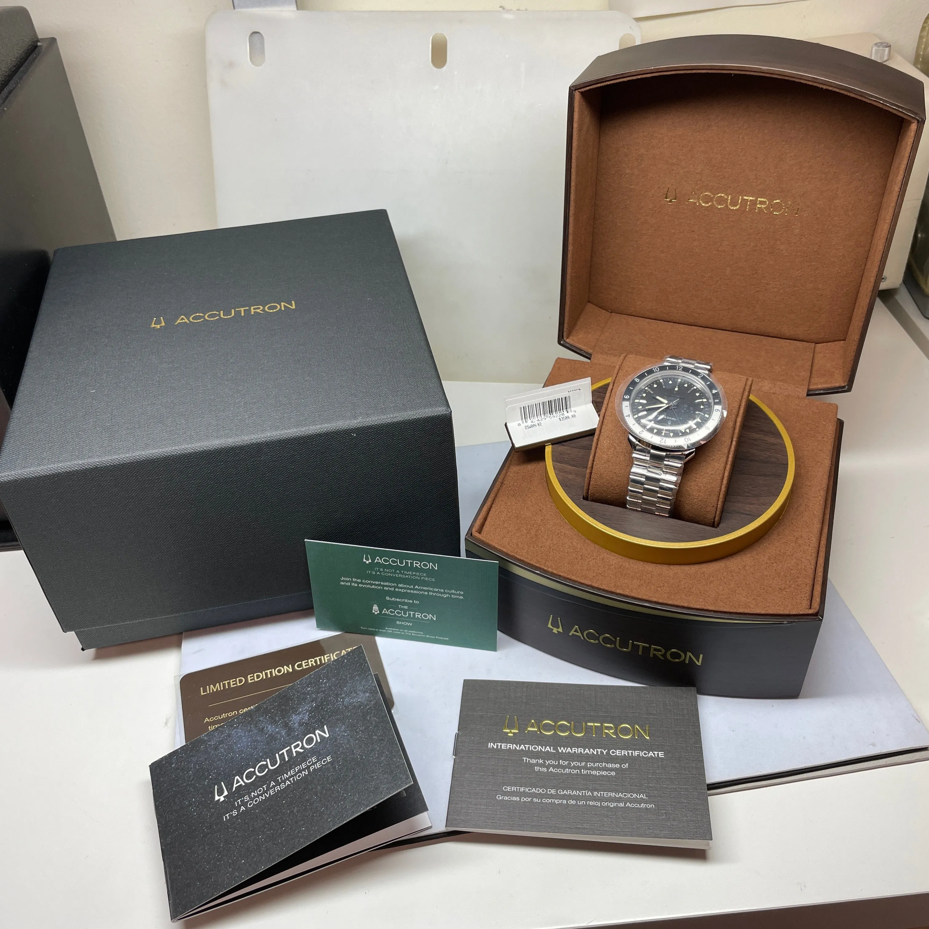Accutron Astronaut "T" GMT 41mm Black White Watch Limited Re-Edition from 1968
