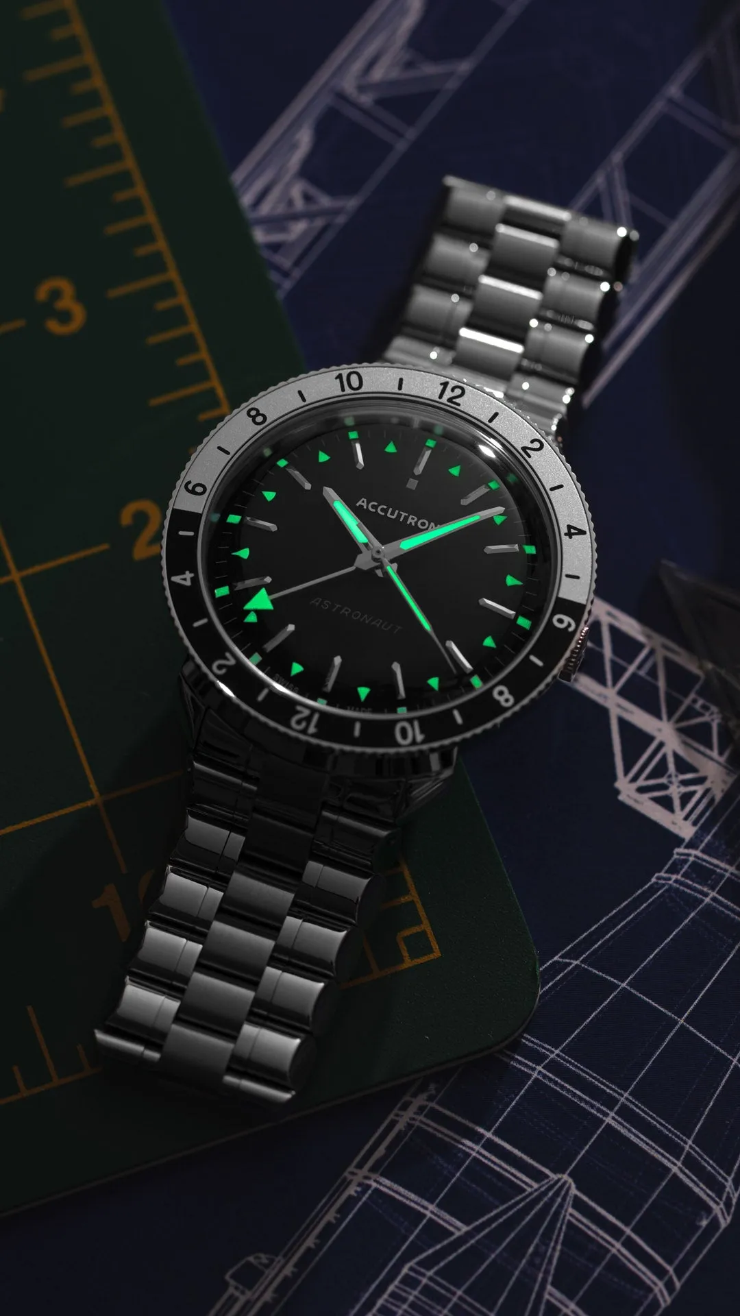 Accutron Astronaut "T" GMT 41mm Black White Watch Limited Re-Edition from 1968