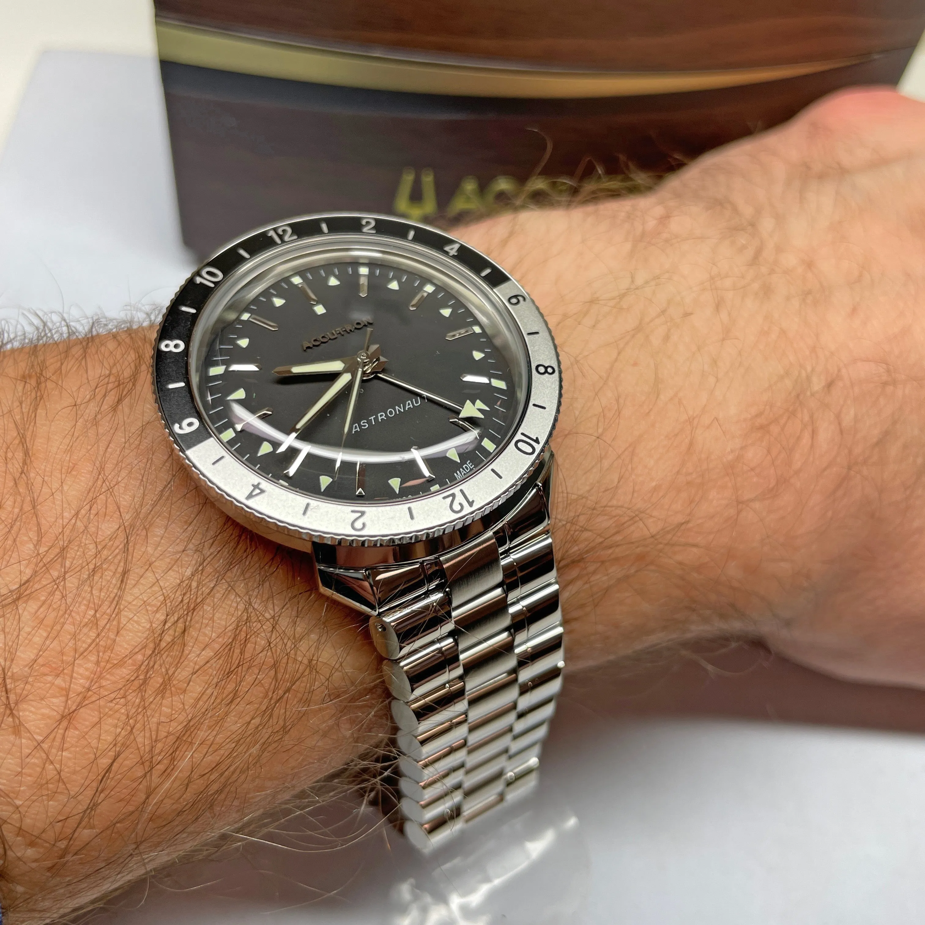 Accutron Astronaut "T" GMT 41mm Black White Watch Limited Re-Edition from 1968