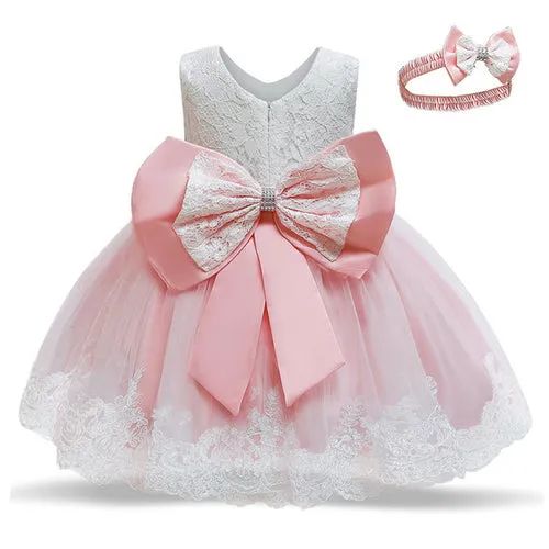 Adorable Big Bowknot Dress for Newborn Baby Girls