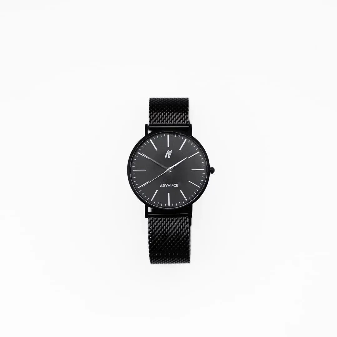 Advance Black Sands 40MM Mens Mesh Watch In Black/Silver