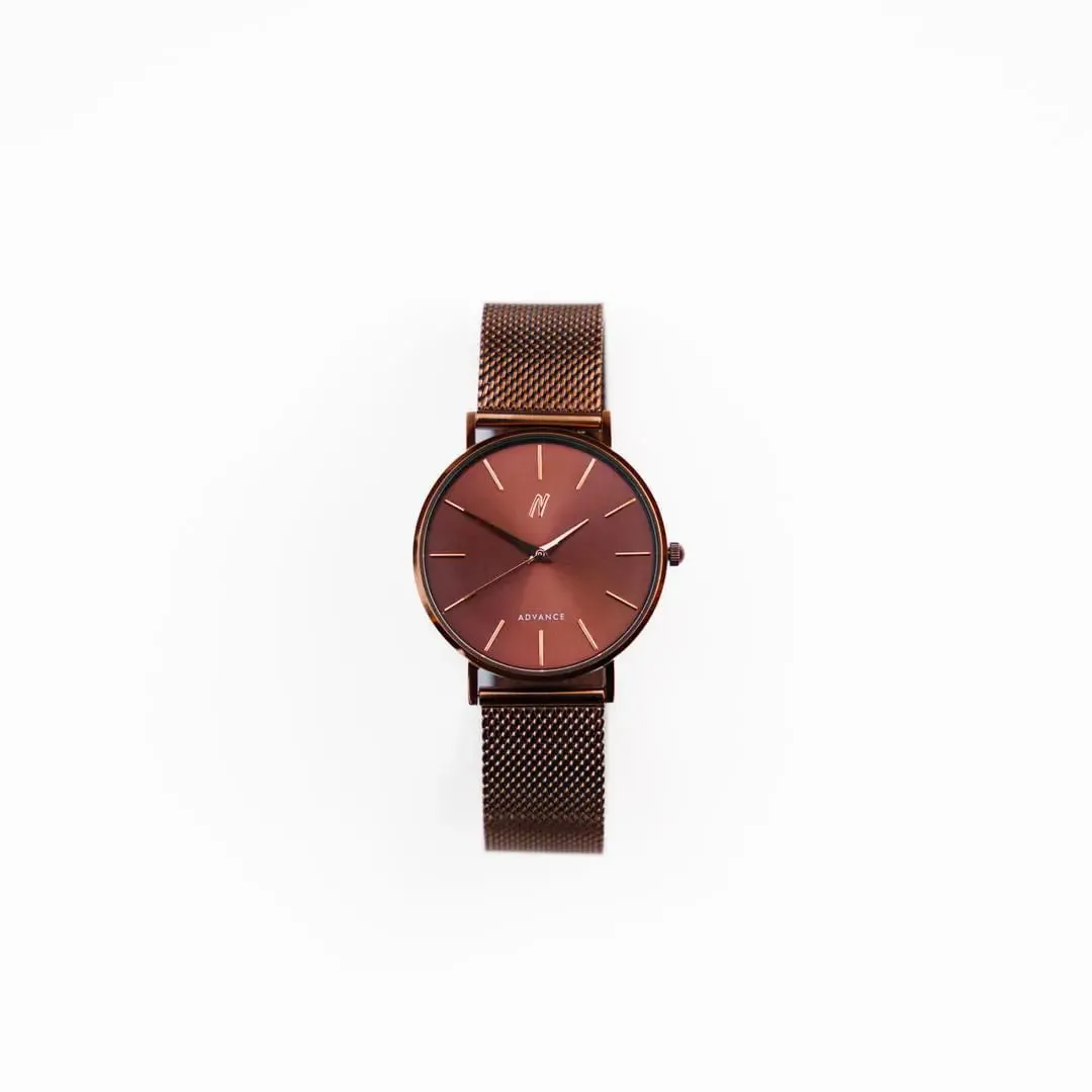 Advance Cocoa 36MM Unisex Watch In Brown/ Rose Gold