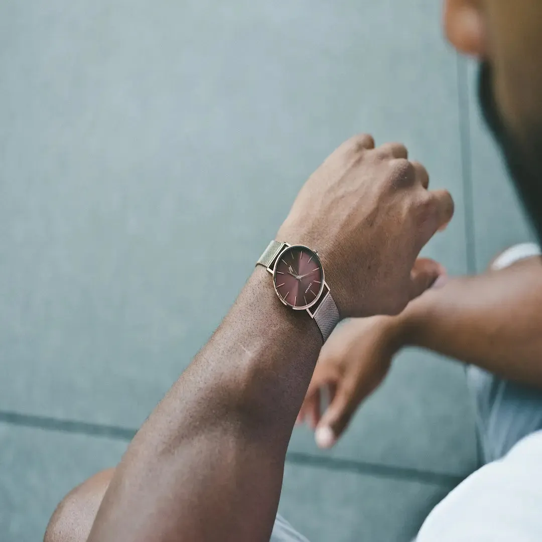 Advance Cocoa 36MM Unisex Watch In Brown/ Rose Gold