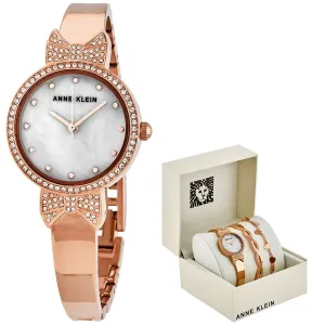 Anne Klein Mother of Pearl Quartz Ladies Watch and Bracelet Set /3362RGST AK/3362RGST