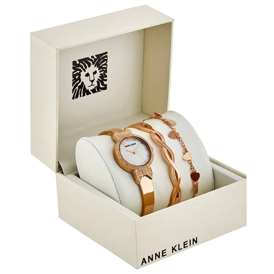 Anne Klein Mother of Pearl Quartz Ladies Watch and Bracelet Set /3362RGST AK/3362RGST
