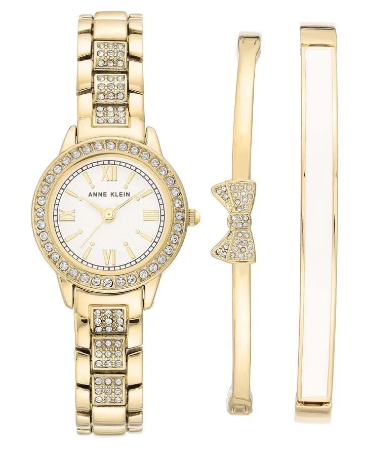 Anne Klein Quartz White Dial Ladies Watch Set AK/3334WHST