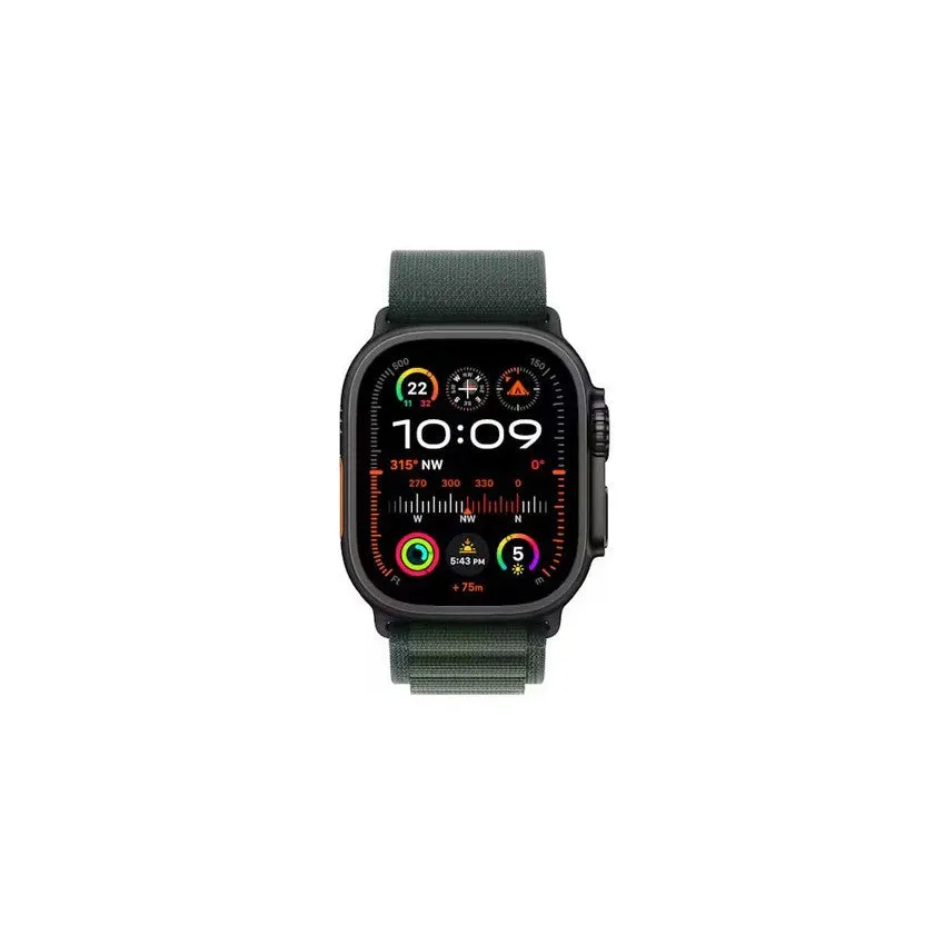 Apple Watch Ultra 2 GPS   Cellular 49mm Black Titanium Case with Dark Green Alpine Loop - Medium - AU Version