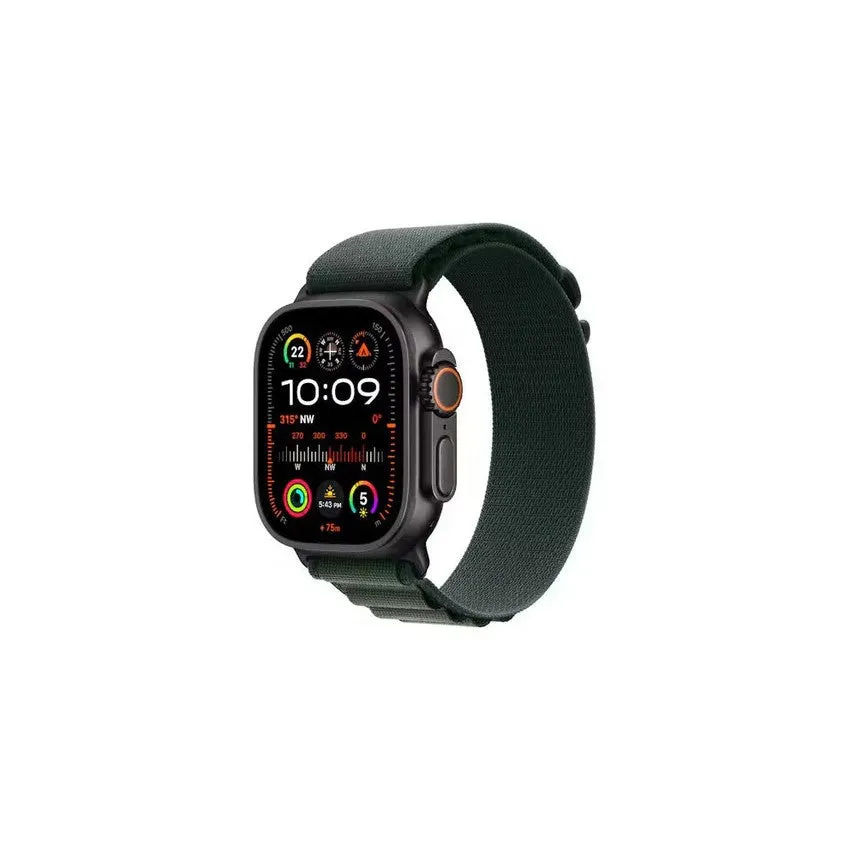 Apple Watch Ultra 2 GPS   Cellular 49mm Black Titanium Case with Dark Green Alpine Loop - Medium - AU Version
