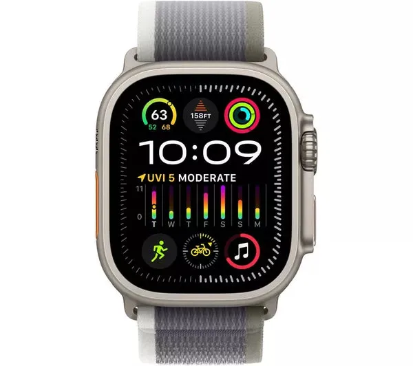Apple Watch Ultra 2 GPS   Cellular, 49mm Titanium Case with Green/Grey Trail Loop - Pristine