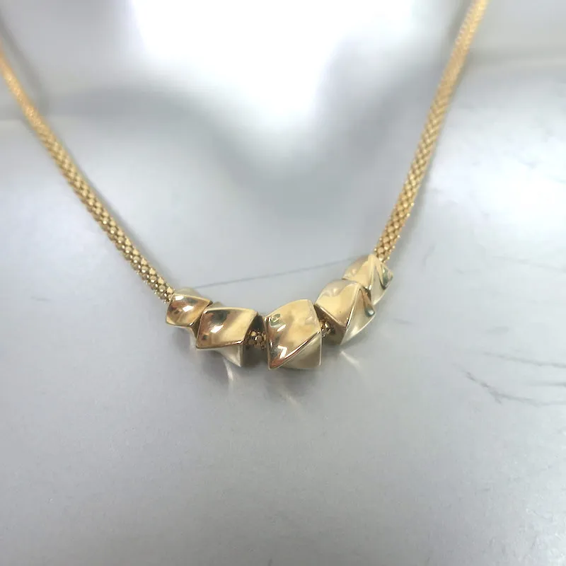 Array Twisted Cubes Necklace 18k Gold NEW