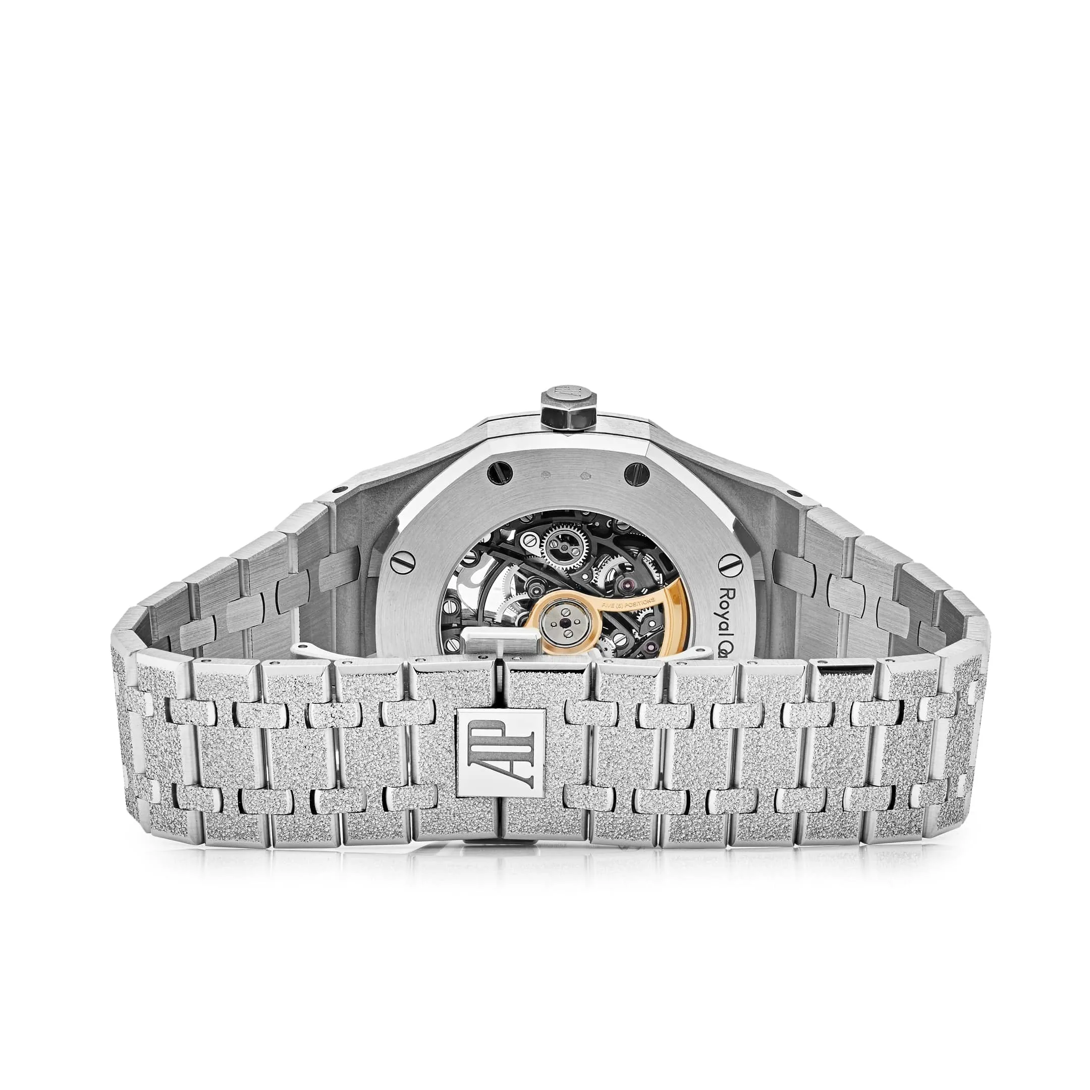 Audemars Piguet Royal Oak 15412BC.YG.1224BC.03 Double Balance Wheel Rainbow Bezel Frosted White Gold