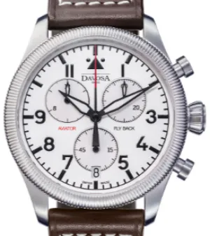 Aviator Fly Back Quartz Chronograph White Men's Pilot Watch 16249915