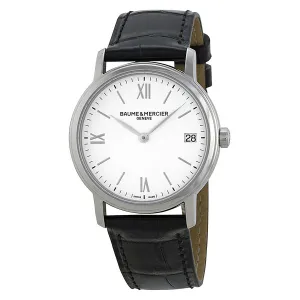Baume and Mercier Classima Silver Dial Black Leather Ladies Watch 10148