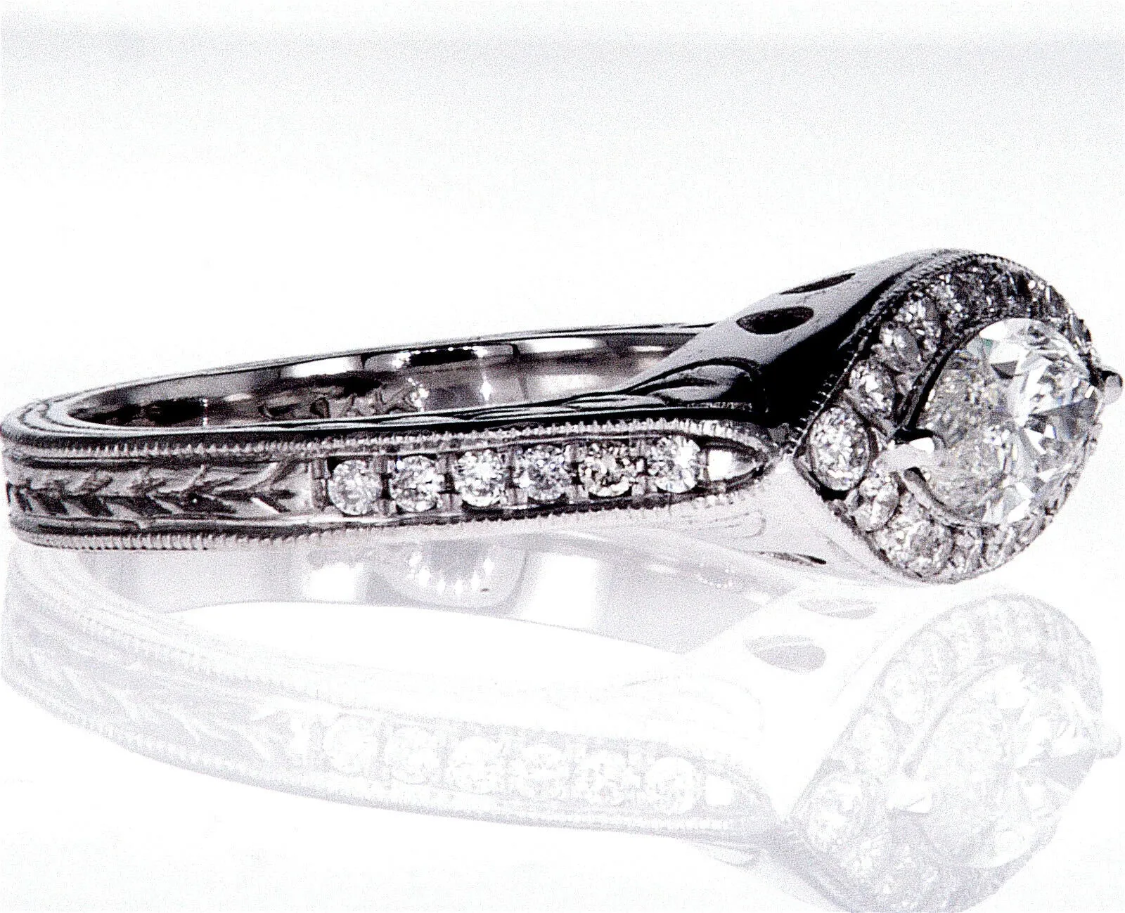 Beautiful 1.20CT 14k White Gold Marquise Cut Halo Natural Diamond Ring Size 6