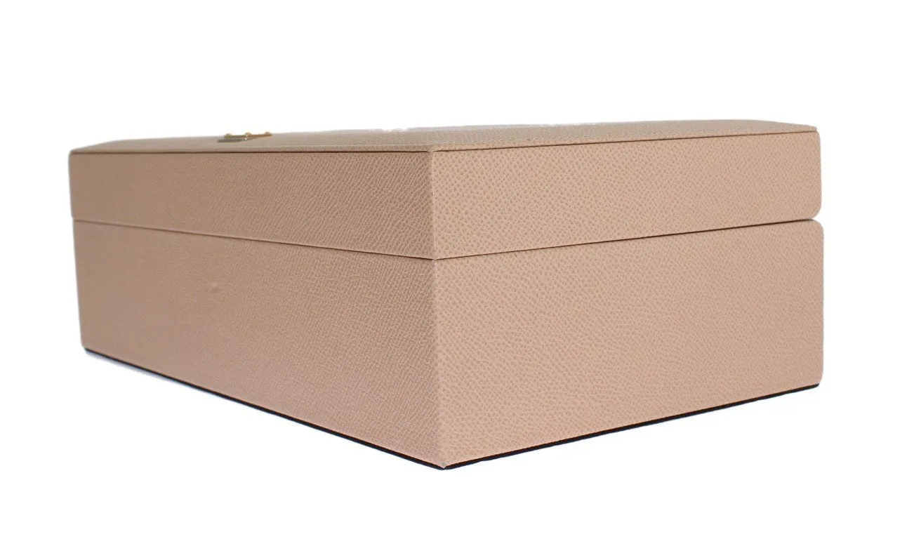 Beige Dauphine Leather Jewelry Accessory Case