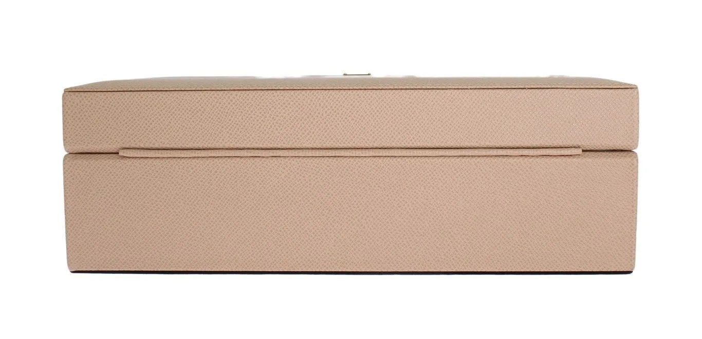 Beige Dauphine Leather Jewelry Accessory Case