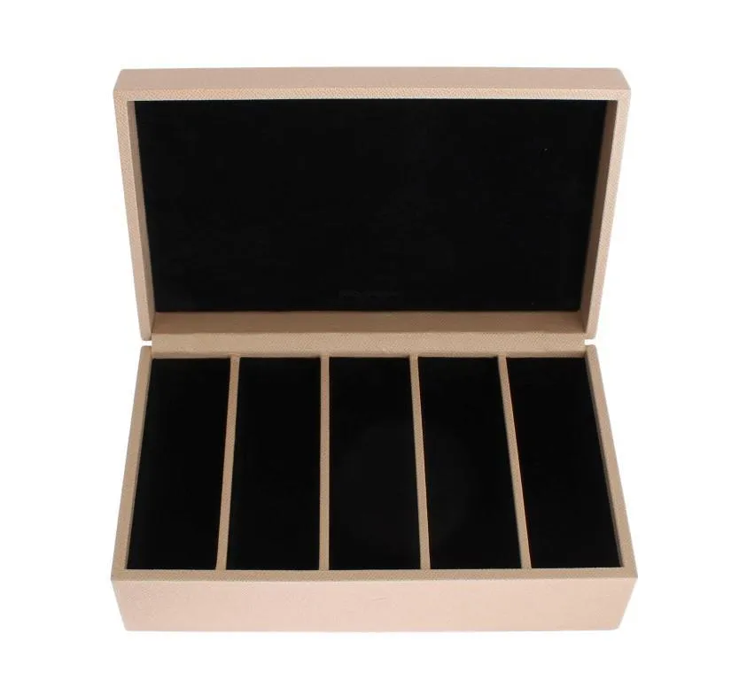 Beige Dauphine Leather Jewelry Accessory Case