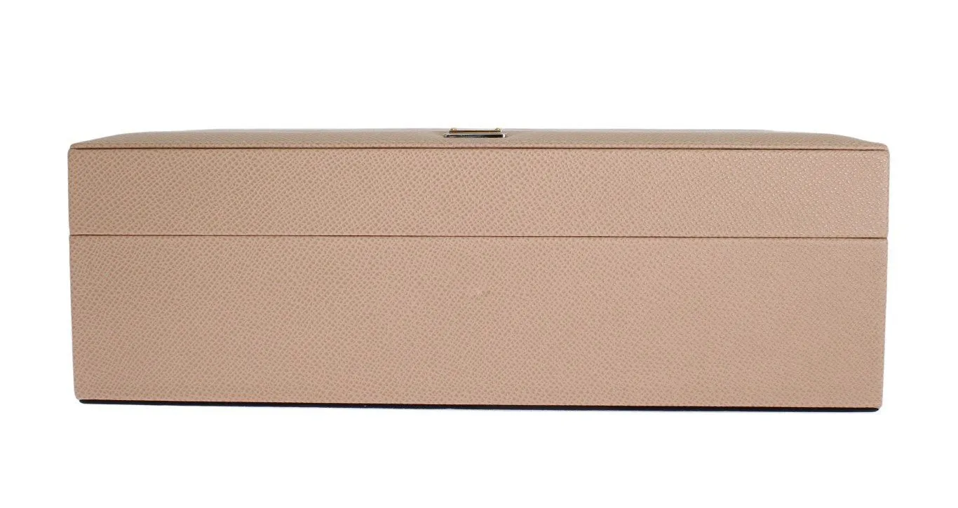 Beige Dauphine Leather Jewelry Accessory Case