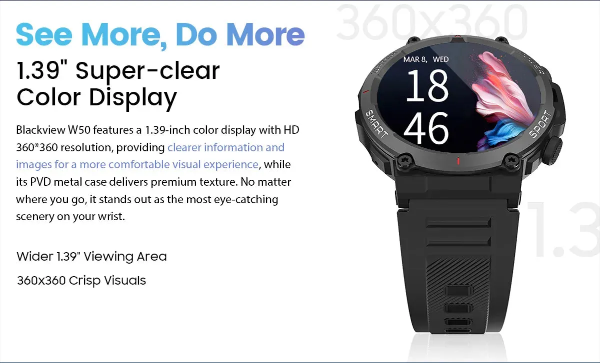 BLACKVIEW W50 1.39" Sports Smart Watch