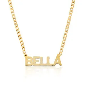 Block Curb Chain Name Necklace