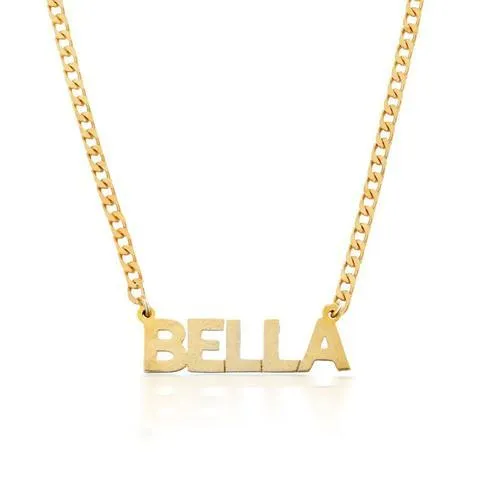 Block Curb Chain Name Necklace
