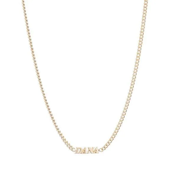 Block Curb Chain Name Necklace
