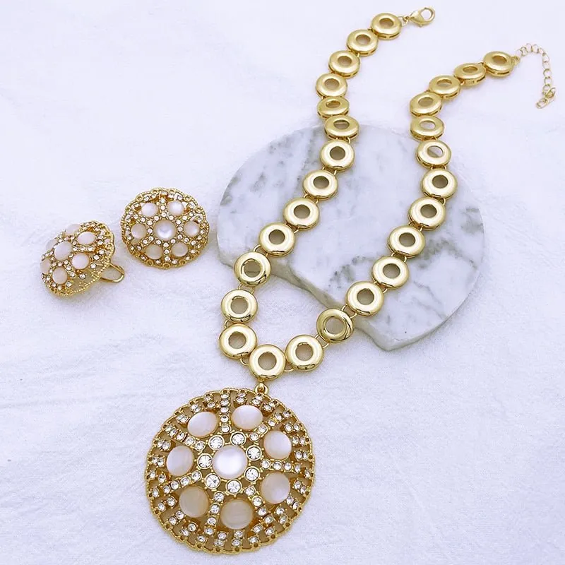 Blue Opal 18K Gold Jewelry Sets For Women Wedding Jewelry