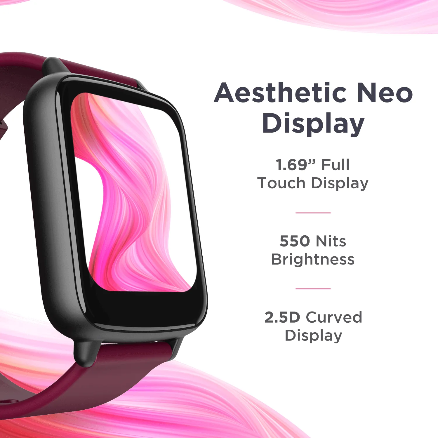 boAt Wave Neo | 1.69" (4.29cm) HD Display, Upto 7 Days Battery Life, IP68 Sweat & Water Resistant, 100  Watch Faces