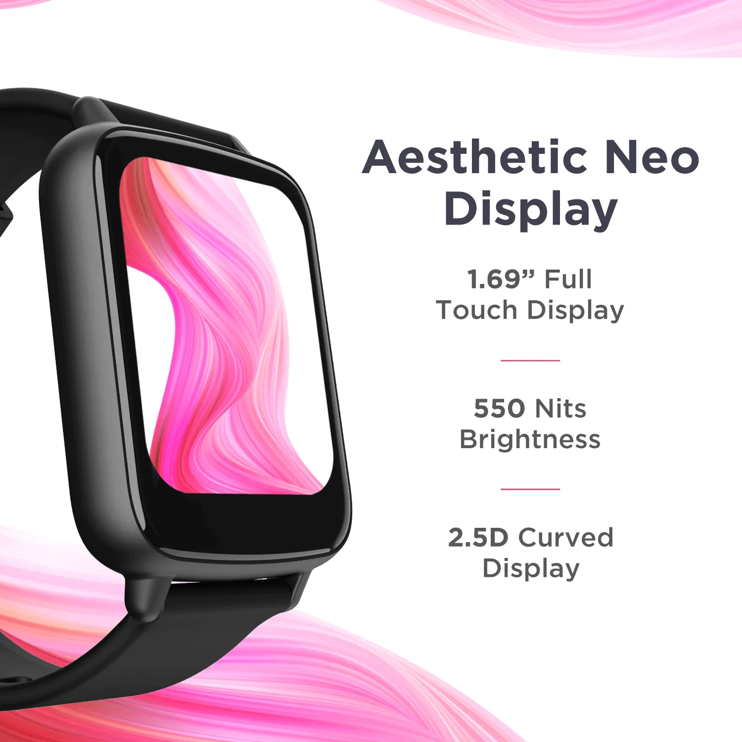 boAt Wave Neo | 1.69" (4.29cm) HD Display, Upto 7 Days Battery Life, IP68 Sweat & Water Resistant, 100  Watch Faces