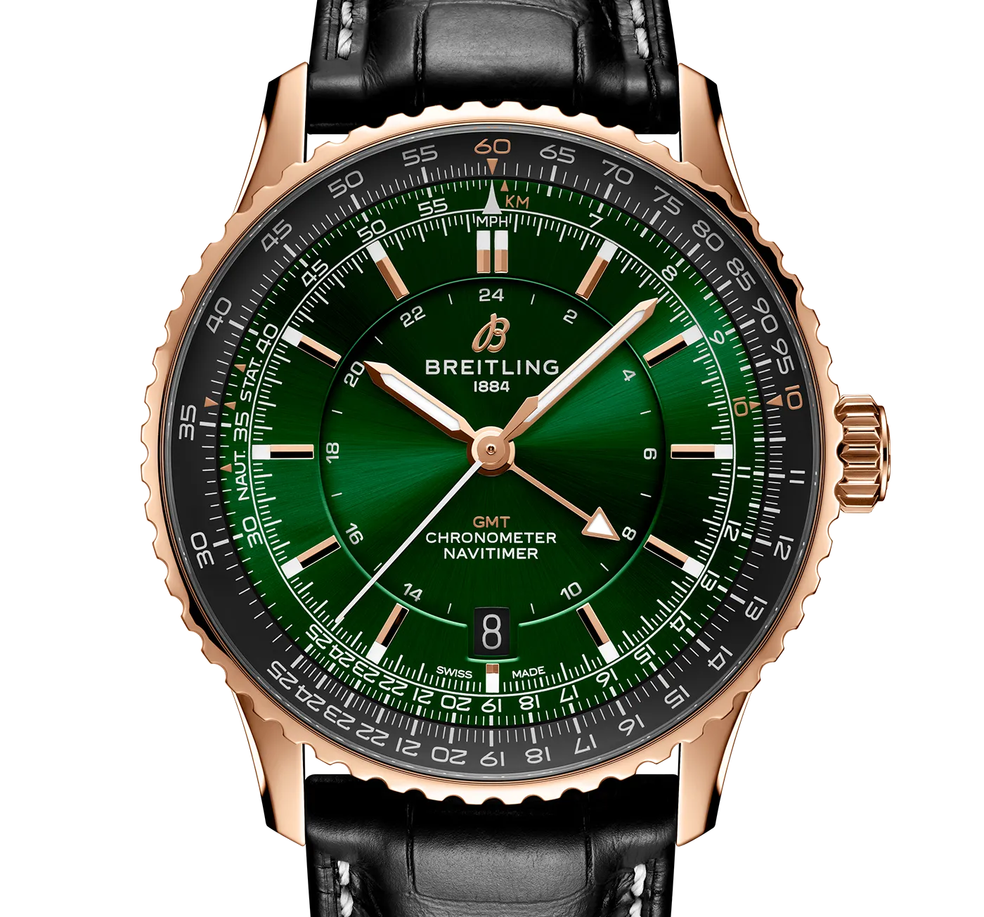 Breitling Navitimer Automatic GMT 41 Watch with Green Dial