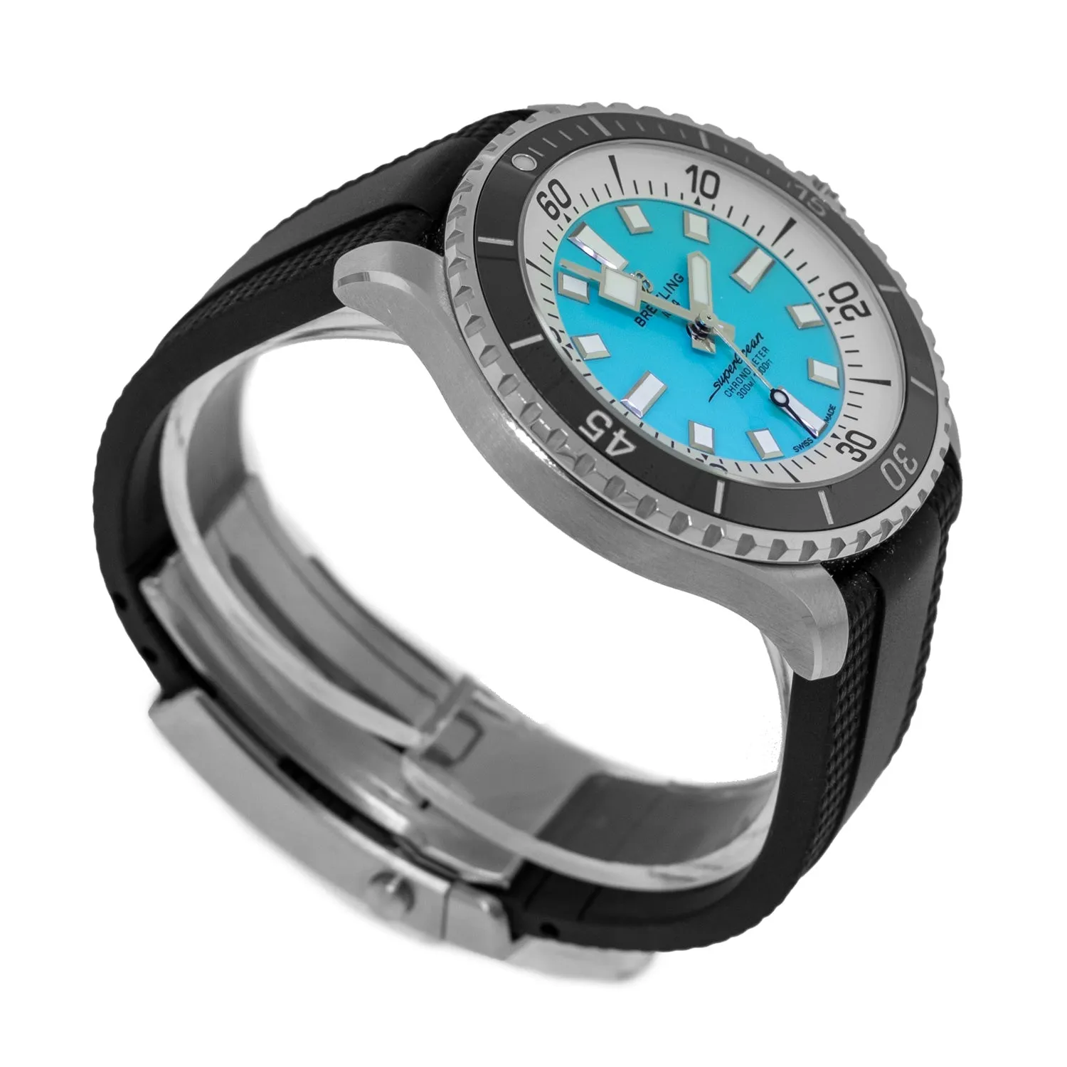 Breitling Superocean 44mm Stainless Steel Blue Index Dial Black Bezel A17376
