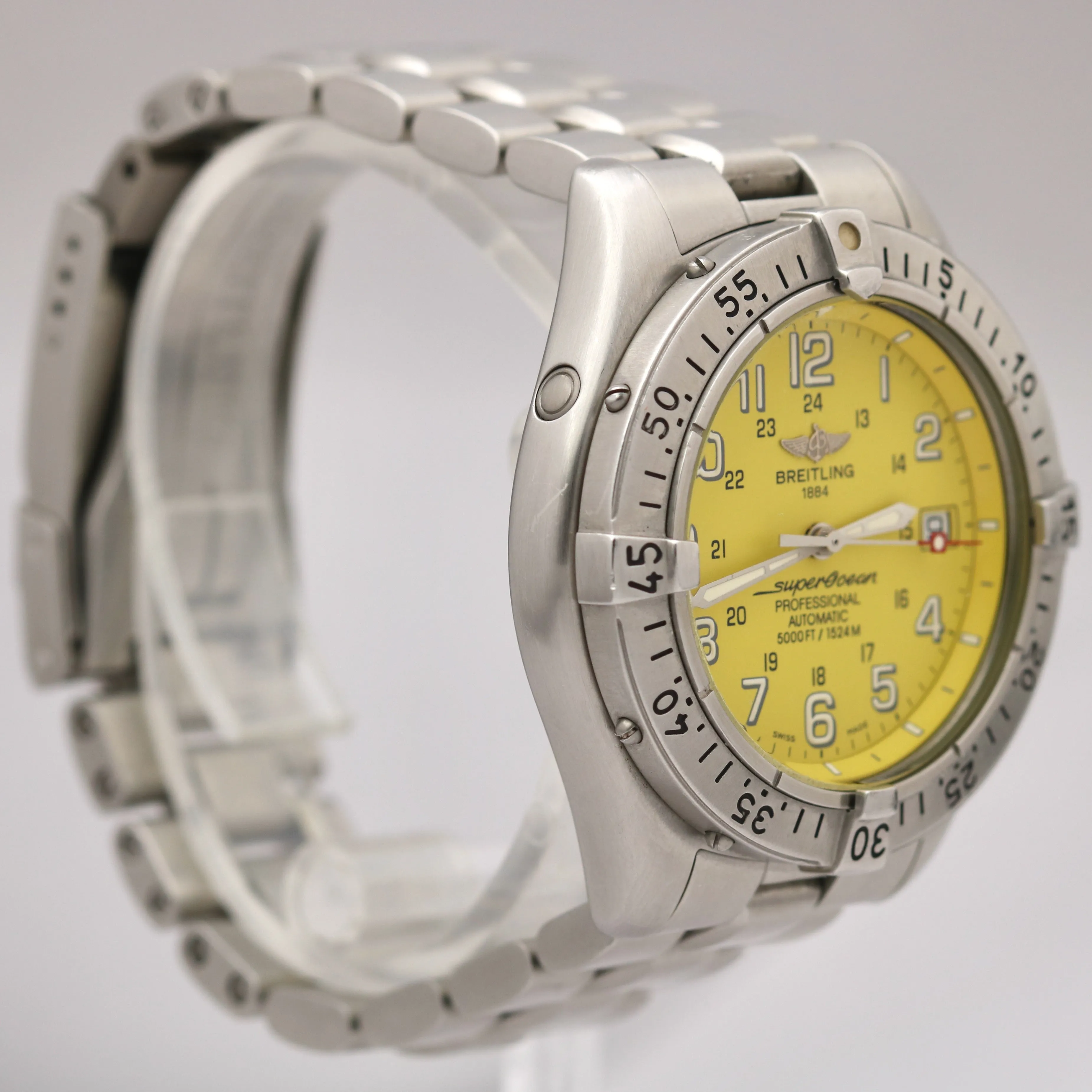 Breitling SuperOcean A17360 YELLOW Automatic 42mm Stainless Steel Date Watch
