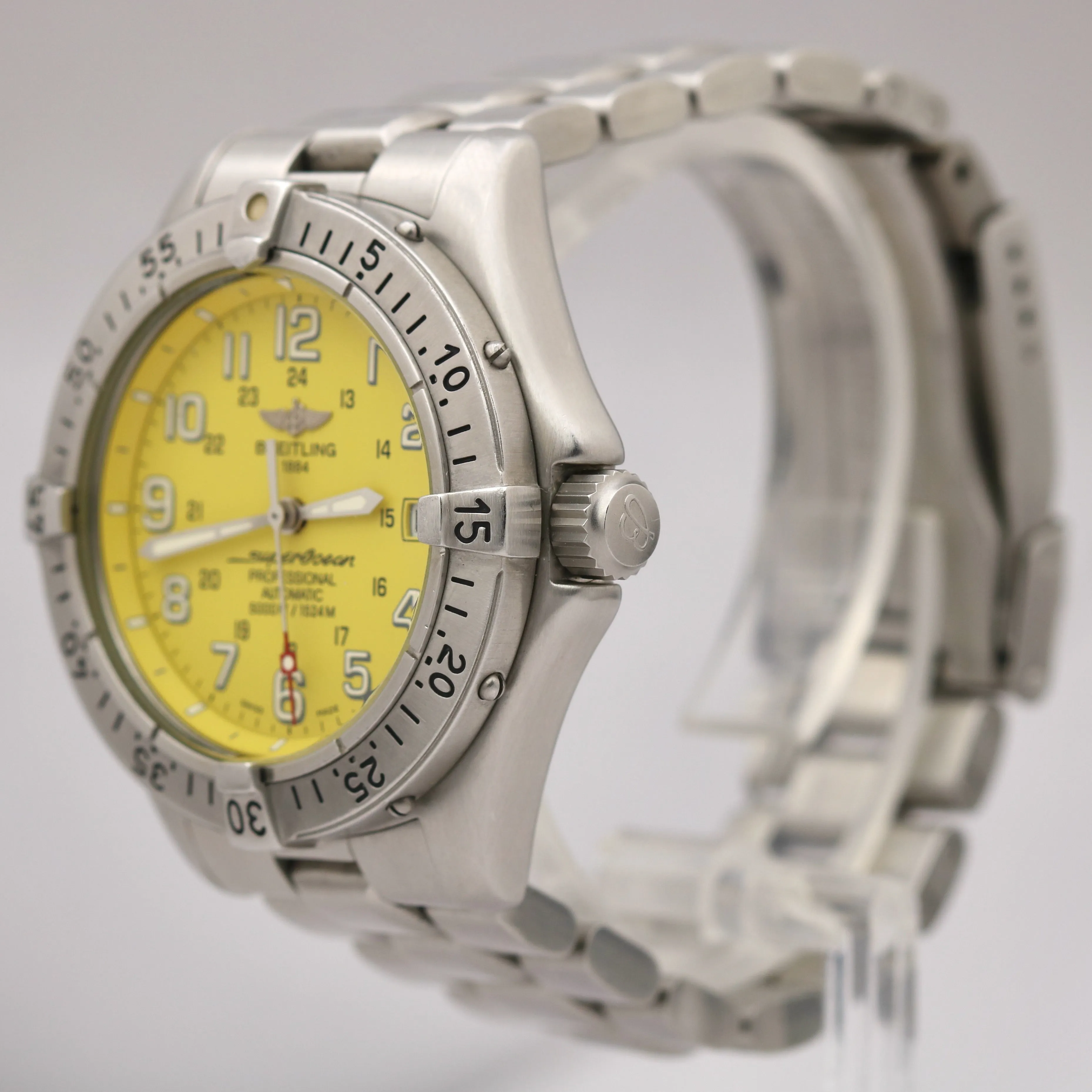 Breitling SuperOcean A17360 YELLOW Automatic 42mm Stainless Steel Date Watch