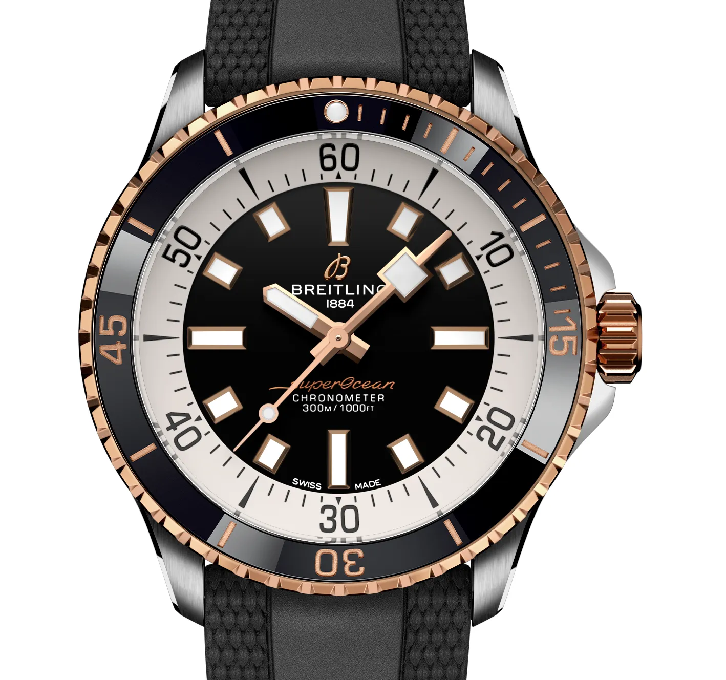 Breitling Superocean Two-Tone Black on Rubber Watch, 42mm