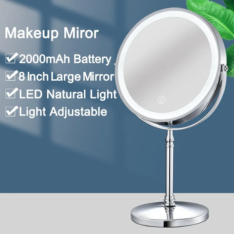 Bringing the Studio to You: 8 Inch Makeup Mirror with Light, USB Charging, and 10x Magnifying for Vanity