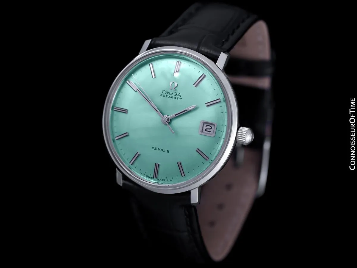c. 1970 Omega De Ville Vintage Mens Cal. 565 Automatic Watch with Tiffany Blue Dial - Stainless Steel