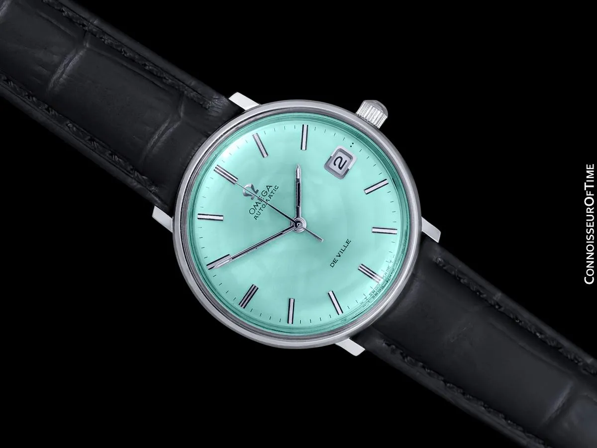 c. 1970 Omega De Ville Vintage Mens Cal. 565 Automatic Watch with Tiffany Blue Dial - Stainless Steel