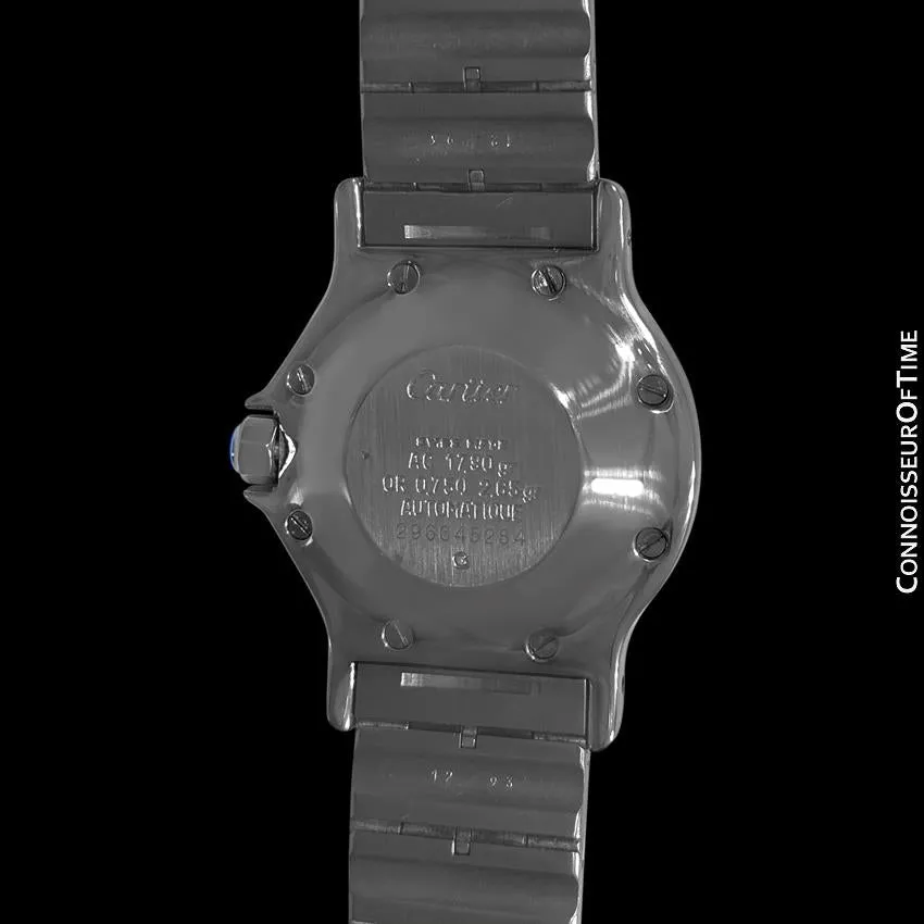 Cartier Santos Octagon Godron Mens Midsize Watch, Automatic - Stainless Steel & 18K Gold