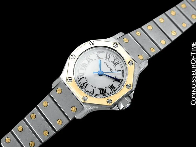 Cartier Santos Octagon Ladies Stainless Steel & 18K Gold Watch, Automatic - Papers