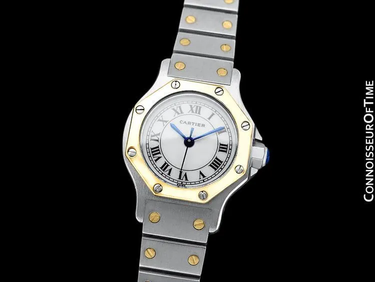 Cartier Santos Octagon Ladies Stainless Steel & 18K Gold Watch, Automatic - Papers