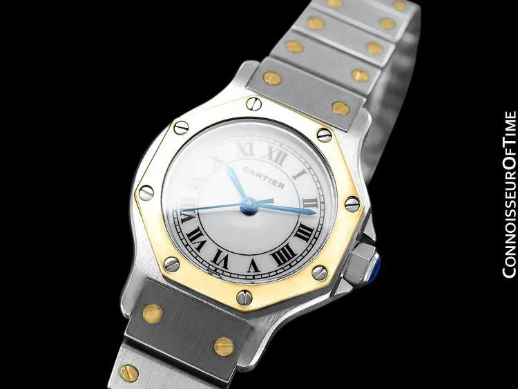 Cartier Santos Octagon Ladies Stainless Steel & 18K Gold Watch, Automatic - Papers