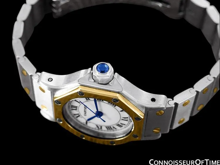 Cartier Santos Octagon Ladies Stainless Steel & 18K Gold Watch, Automatic - Papers
