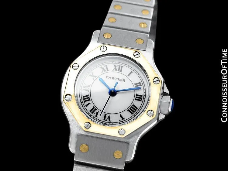 Cartier Santos Octagon Ladies Stainless Steel & 18K Gold Watch, Automatic - Papers
