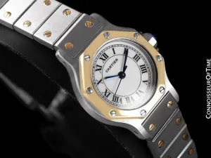 Cartier Santos Octagon Ladies Watch, Automatic - Stainless Steel & 18K Gold