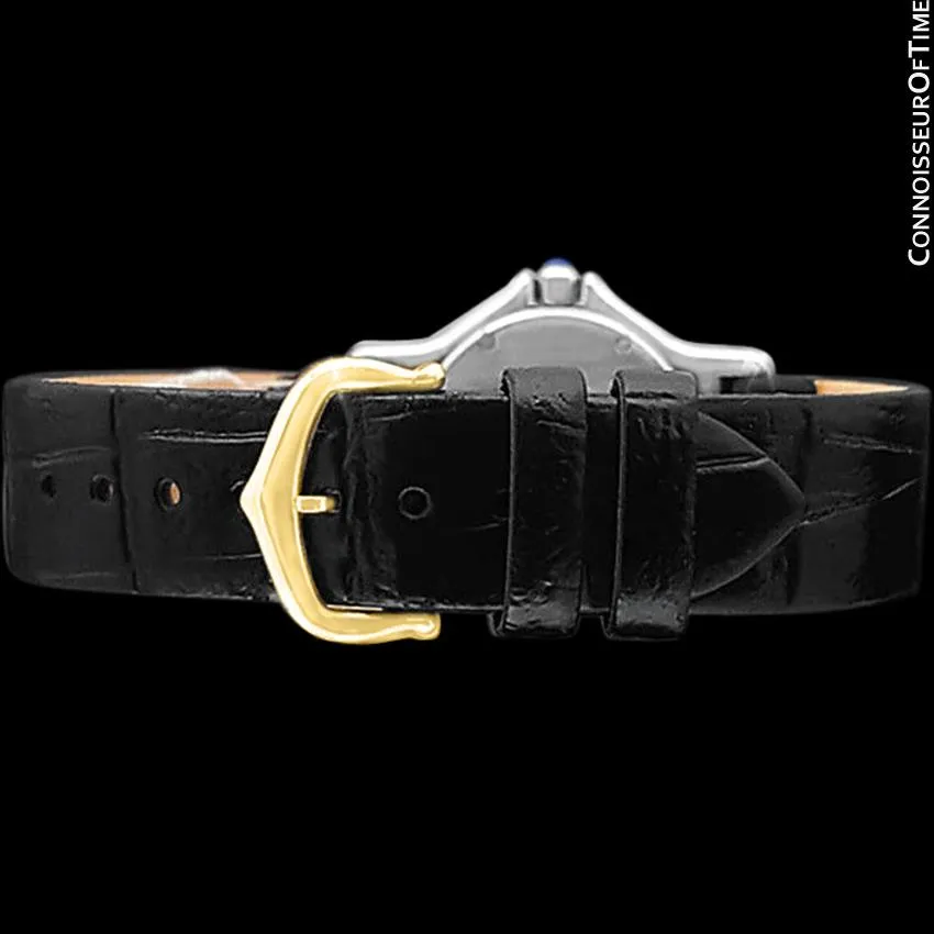 Cartier Santos Octagon Mens Midsize Quartz Watch - Stainless Steel, 18K Gold & Diamonds