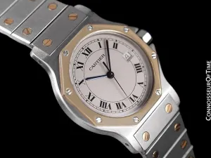 Cartier Santos Octagon Mens (Midsize) Quartz Watch - Stainless Steel & 18K Gold