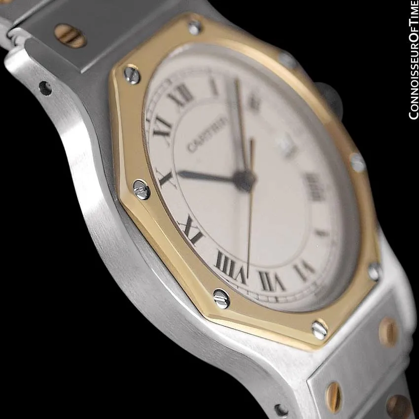 Cartier Santos Octagon Mens (Midsize) Quartz Watch - Stainless Steel and 18K Gold