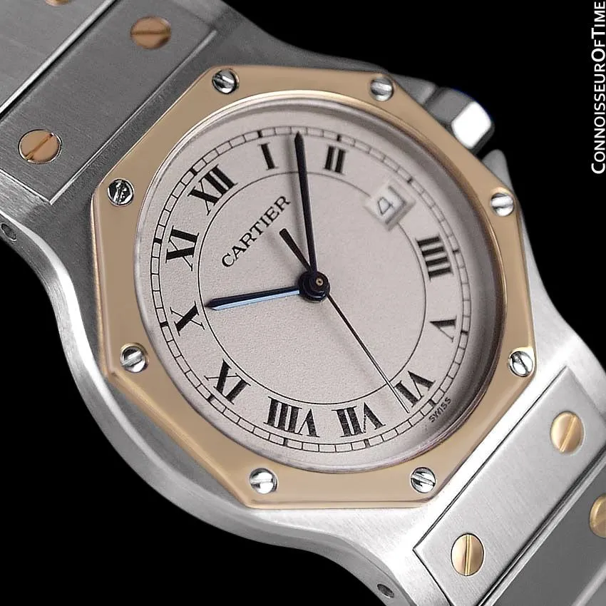 Cartier Santos Octagon Mens (Midsize) Quartz Watch - Stainless Steel and 18K Gold
