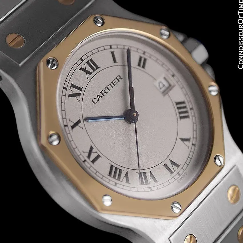 Cartier Santos Octagon Mens (Midsize) Quartz Watch - Stainless Steel and 18K Gold